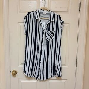 Umgee Black and White Striped Mini Dress